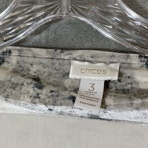 Chicos Top XL Women Sz 3 Blue Velvet Silver Soft 3/4 Sleeve Tunic Art to Wear